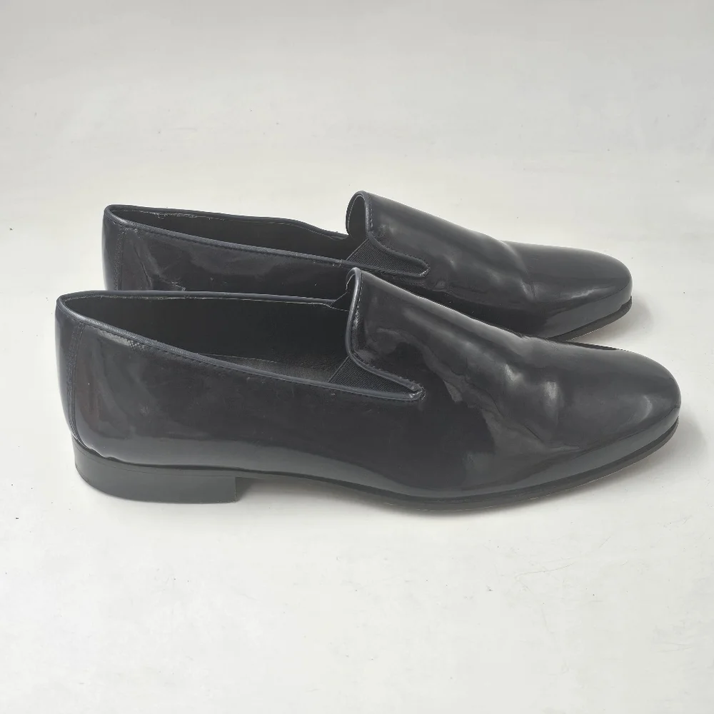Duca by Matiste Navy Patent Leather Smoking Slipper Loafers Almond Toe Size 40 E